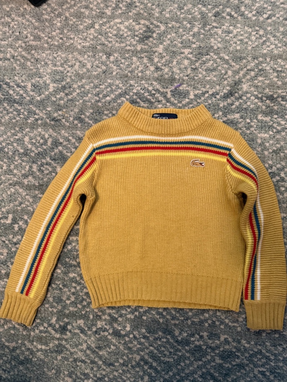 Lacoste Kid’s Mustard Stripe Crewneck Sweater - Picture 2 of 8